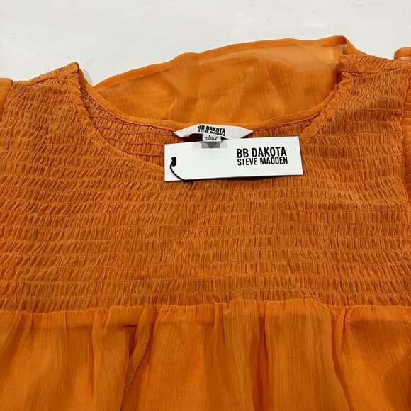 BB DAKOTA Top By Steve Madden Top CREAMSICLE NEW Sweet Flutterings Blous… - Picture 11 of 11